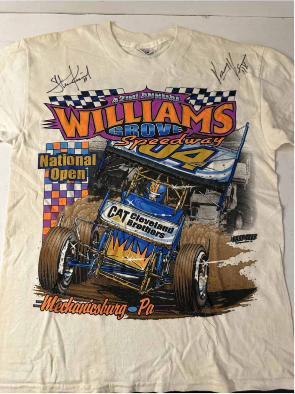 Vintage Williams Grove Speedway National Open Racing T-Shirt Autographed